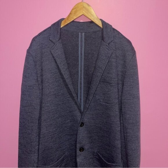Faherty Blazer Men's Size Large Deep Navy Melange Inlet Knit Jacket Sweater - Picture 4 of 13
